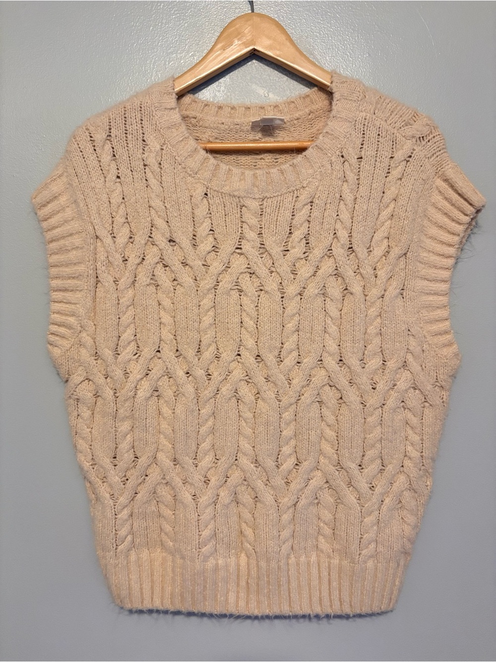Women's Cable Knit Sleeveless Sweater - Cream XL